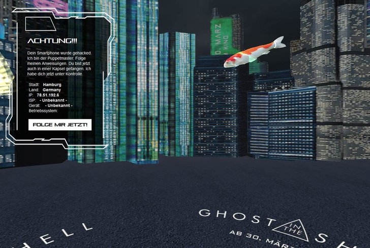 Bild: Screenshot Ghost in the Shell-Ad von bam!