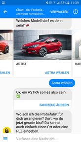 Bild: Screenshot Opel Chatbot "Chad"