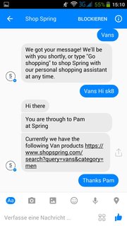 Screenshot "Shop Spring" im Facebook Messenger