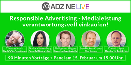 Banner Responsible Advertising - Medialeistung ökologisch und gesellschaftlich verantwortungsvoll einkaufen!
