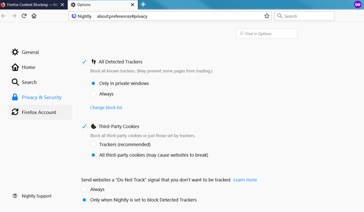 Screenshot Firefox Nightly