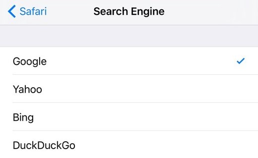 Lukativ für die Suchmaschinen: Die Grundeieinstellung der Suchmaschine für Safari auf iOS Geräte, Screenshot Applegerät Screenshot Applegerät