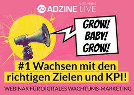 Banner Grow Baby, Grow! Wachsen mit den richtigen Zielen und KPI.
