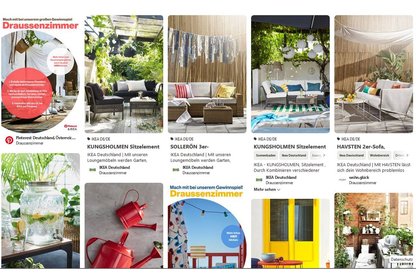 Nutzer können sich aus Ikea-Artikeln ein "Draussenzimmer" erstellen. , Bild: Screenshot Kampagnenseite Pinterest