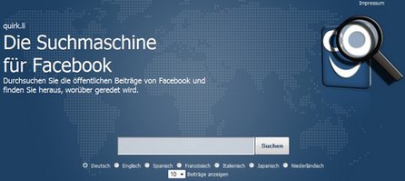 Facebook-Suchmaschine quirk.li