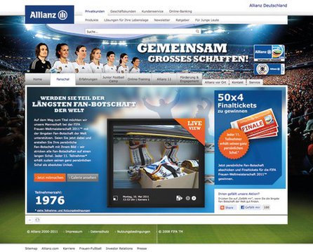 Website zur Allianz Fanschal-Aktion