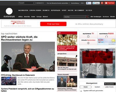 Screenshot der Website in deutscher Sprache