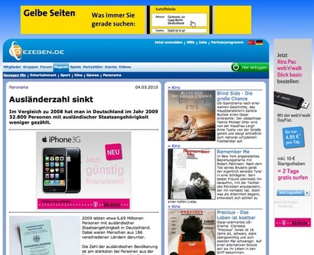 Sreenshot: gezegen.de