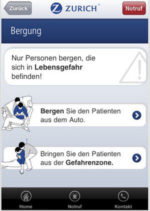 Erste Hilfe mit dem iPhone (Quelle: Zurich)