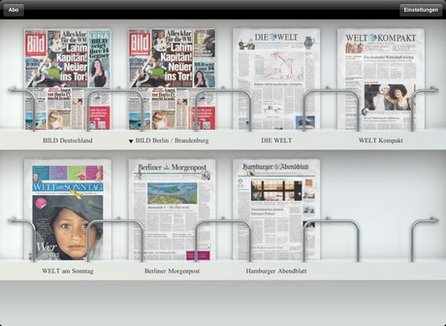 Virtueller Kiosk "iKiosk" für das iPad (Quelle: Axel Springer)