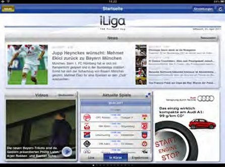 iLiga iPad App mit Audi Sponsoring