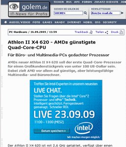 Man beachte das Themenumfeld. Gerade in die zweite Auflage gegangen, Intels Chatbanner