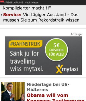 Screenshot. Spiegel Online Mobile vom 05.11