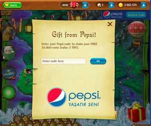 Beispiel "Bubble Wish Saga": Mit einem Code von der Pepsidose kommt der Spieler weiter,