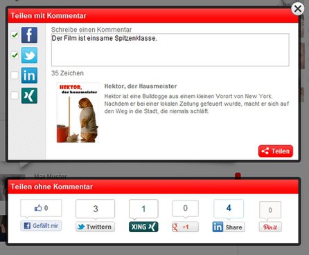 Beispiel für das Xing-Social-Plug-in