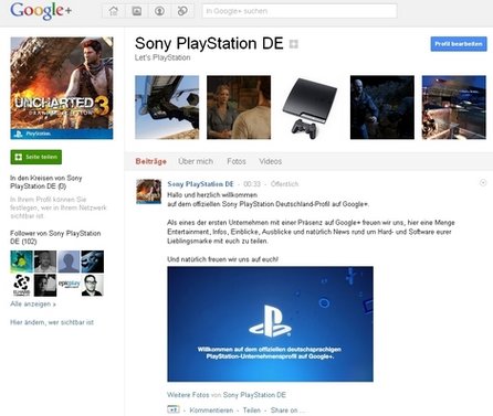 Sony PlayStation DE auf Google+