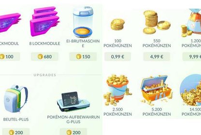 Die Poké-Münzen müssen mit echten Euros bezahlt werden, Screenshot Pokémon Go